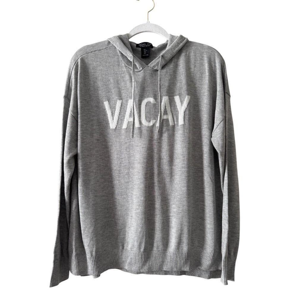 Rachel Zoe Gray Pullover Sweater Size Large VACAY‎ Hooded Cashmere Blend